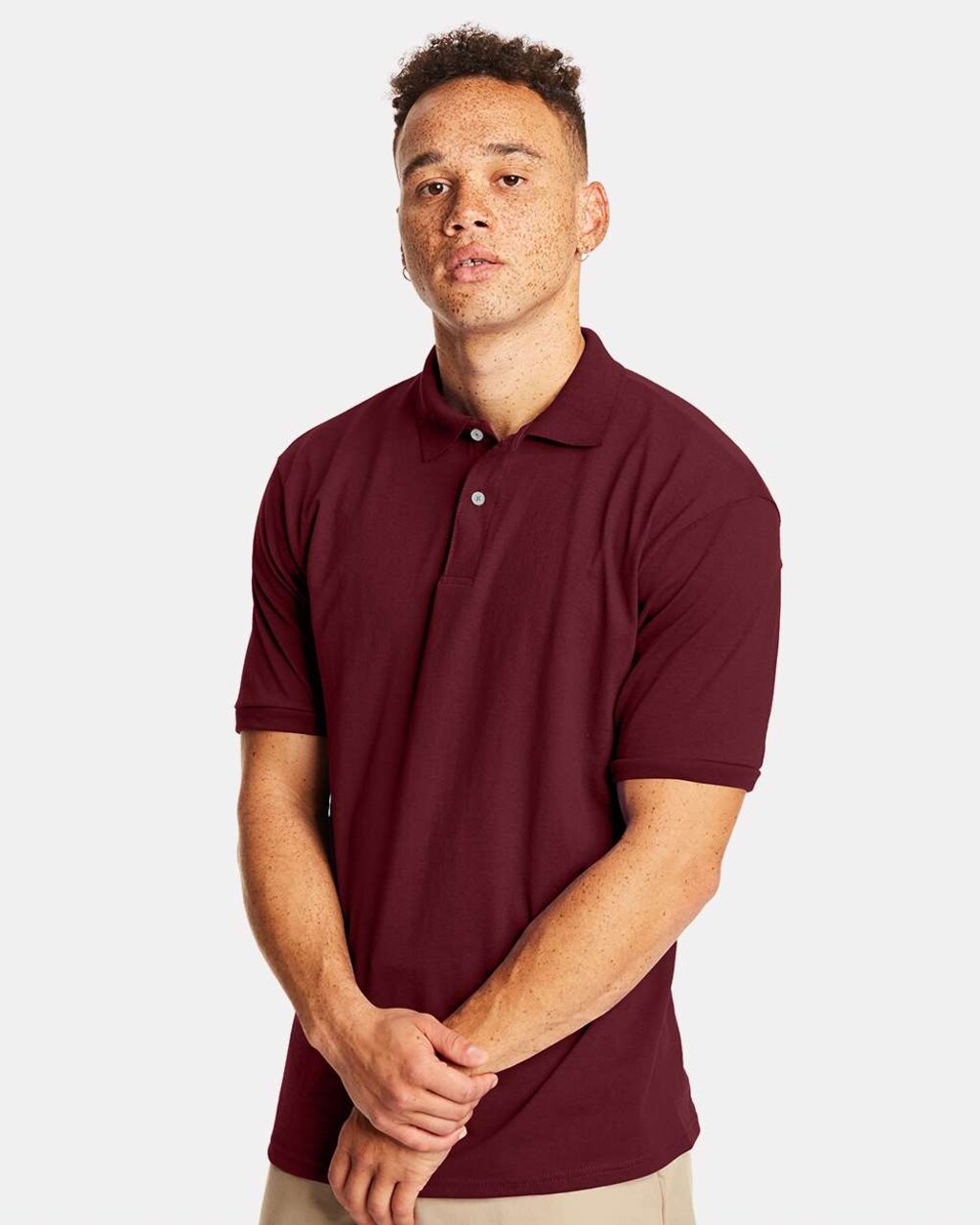 Hanes Men's EcoSmart Jersey Polo Shirt Cotton Polyester Blend Classic Fit Casual Workwear